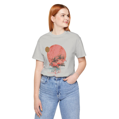 Flamingos in Paradise - Fitted Unisex Jersey Short Sleeve Tee