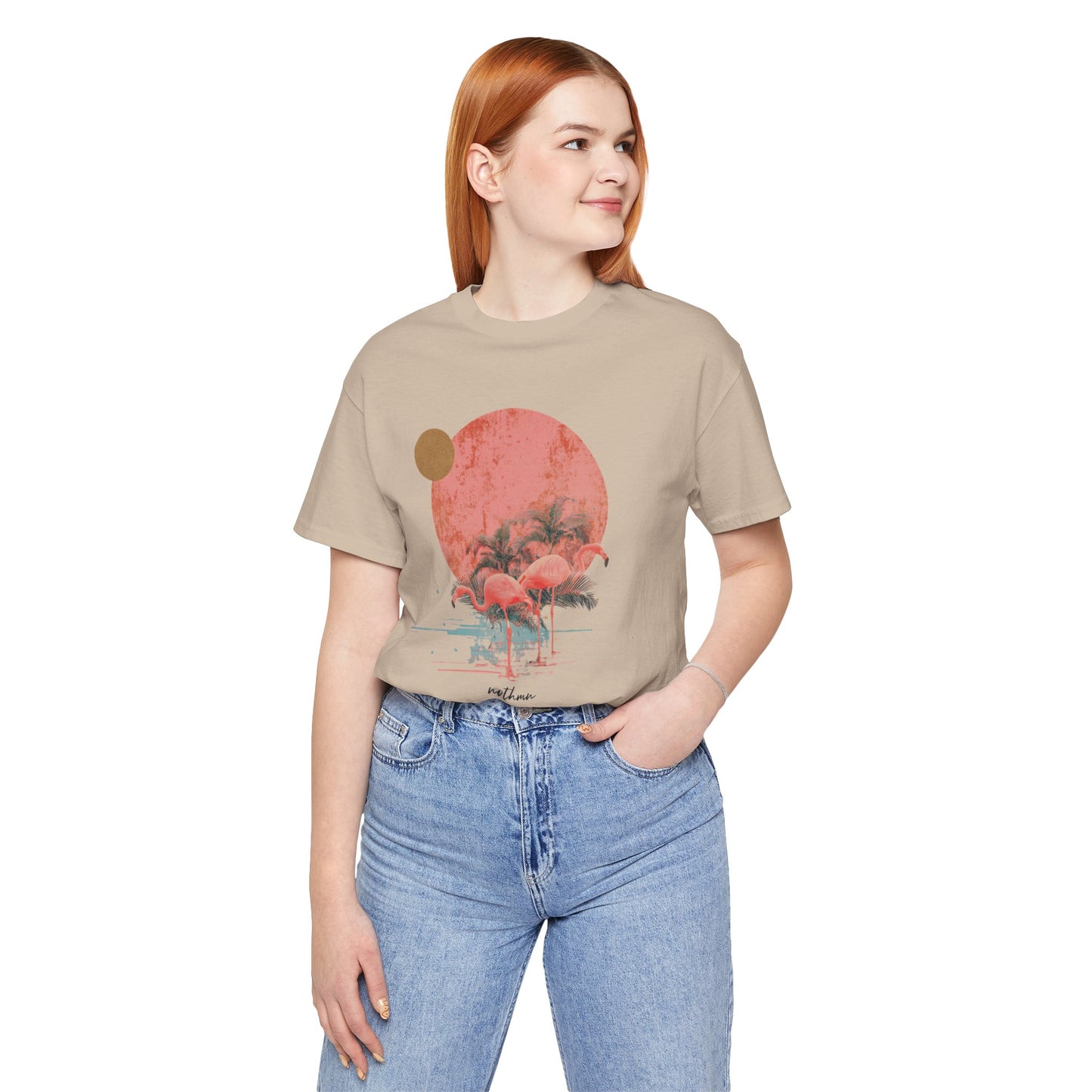 Flamingos in Paradise - Fitted Unisex Jersey Short Sleeve Tee