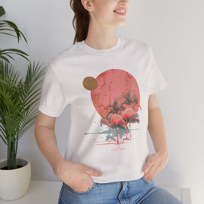 Flamingos in Paradise - Fitted Unisex Jersey Short Sleeve Tee