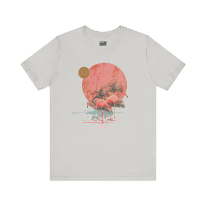 Flamingos in Paradise - Fitted Unisex Jersey Short Sleeve Tee