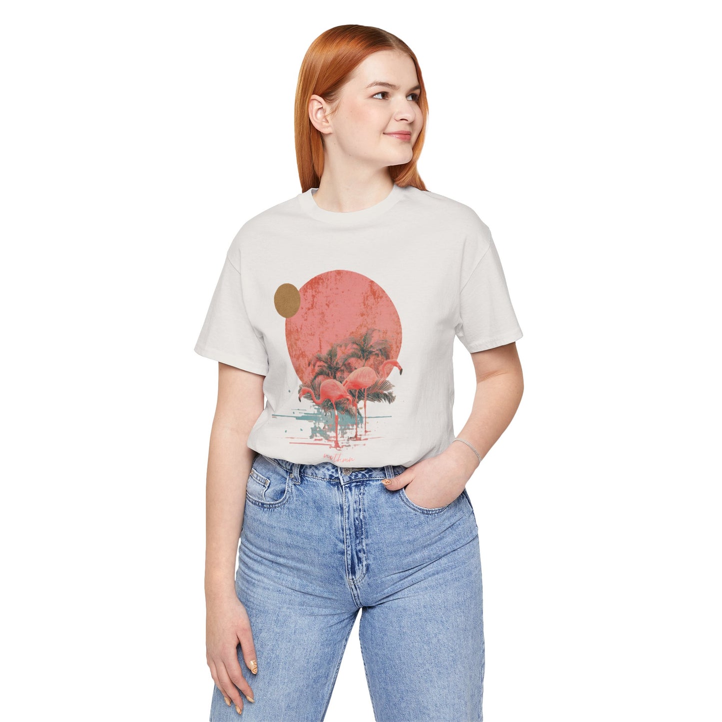Flamingos in Paradise - Fitted Unisex Jersey Short Sleeve Tee