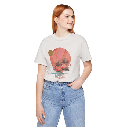 Flamingos in Paradise - Fitted Unisex Jersey Short Sleeve Tee