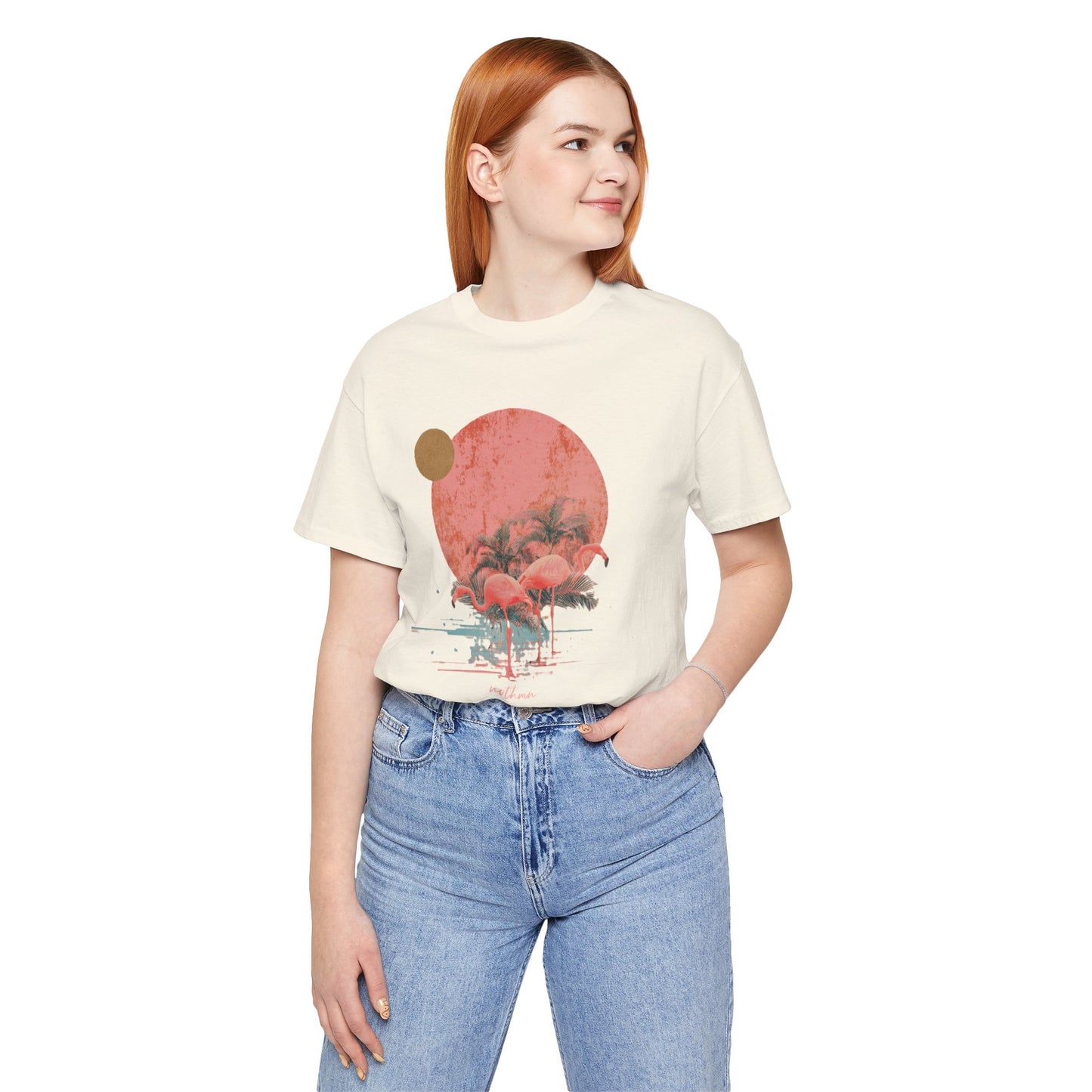 Flamingos in Paradise - Fitted Unisex Jersey Short Sleeve Tee