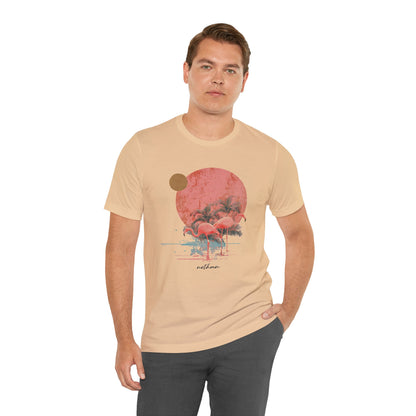 Flamingos in Paradise - Fitted Unisex Jersey Short Sleeve Tee