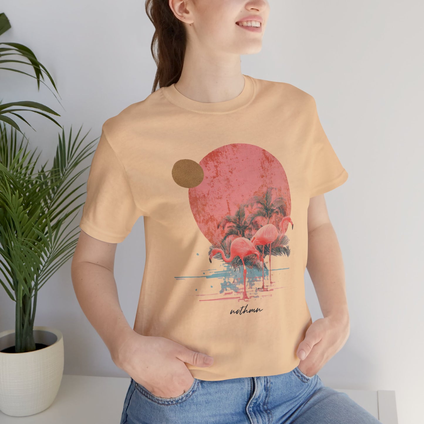 Flamingos in Paradise - Fitted Unisex Jersey Short Sleeve Tee