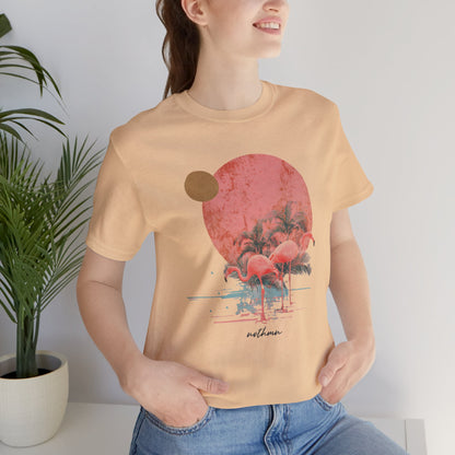 Flamingos in Paradise - Fitted Unisex Jersey Short Sleeve Tee