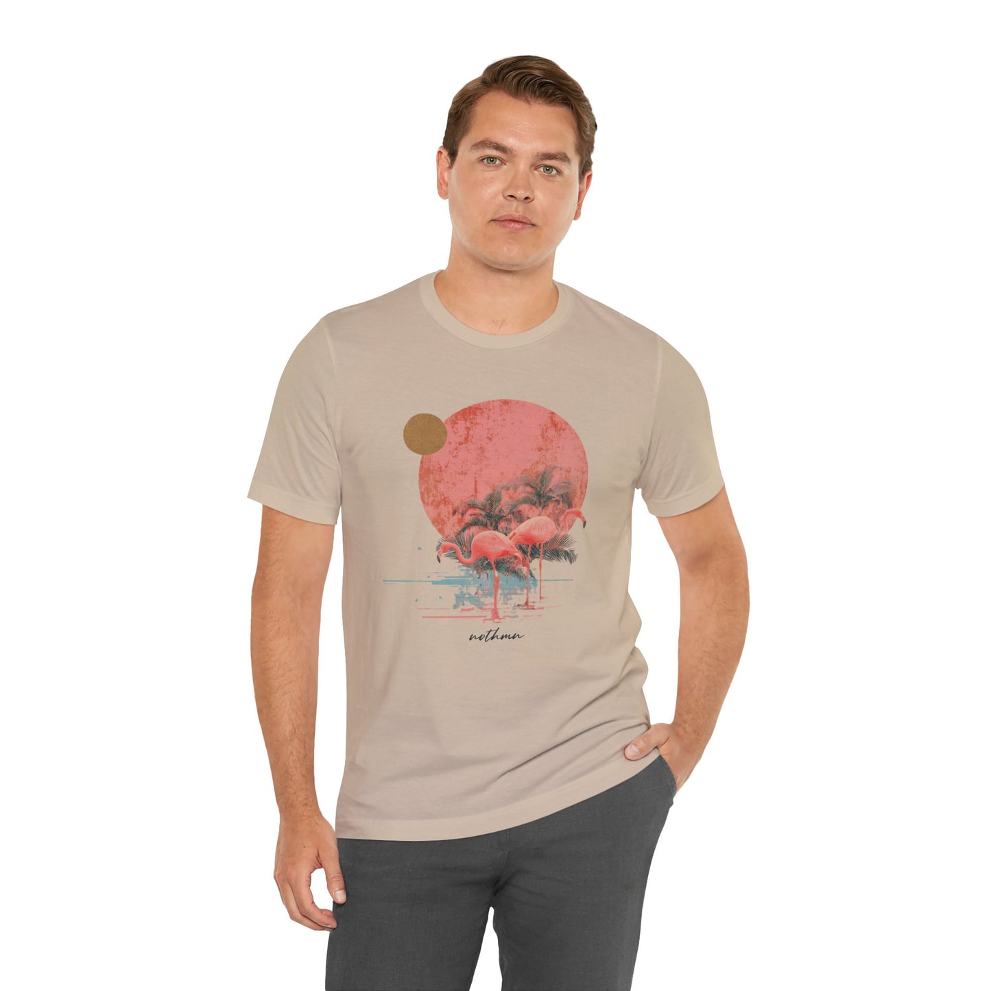 Flamingos in Paradise - Fitted Unisex Jersey Short Sleeve Tee