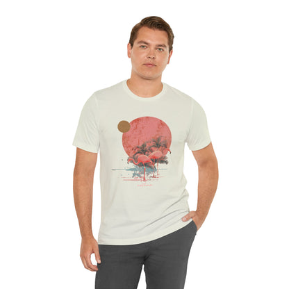 Flamingos in Paradise - Fitted Unisex Jersey Short Sleeve Tee
