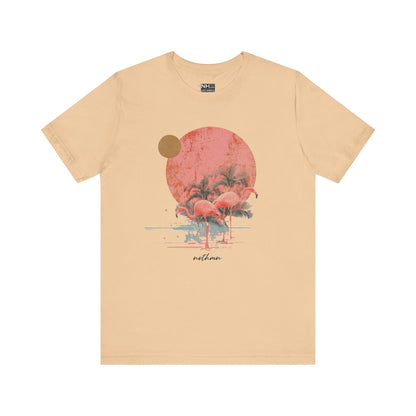 Flamingos in Paradise - Fitted Unisex Jersey Short Sleeve Tee