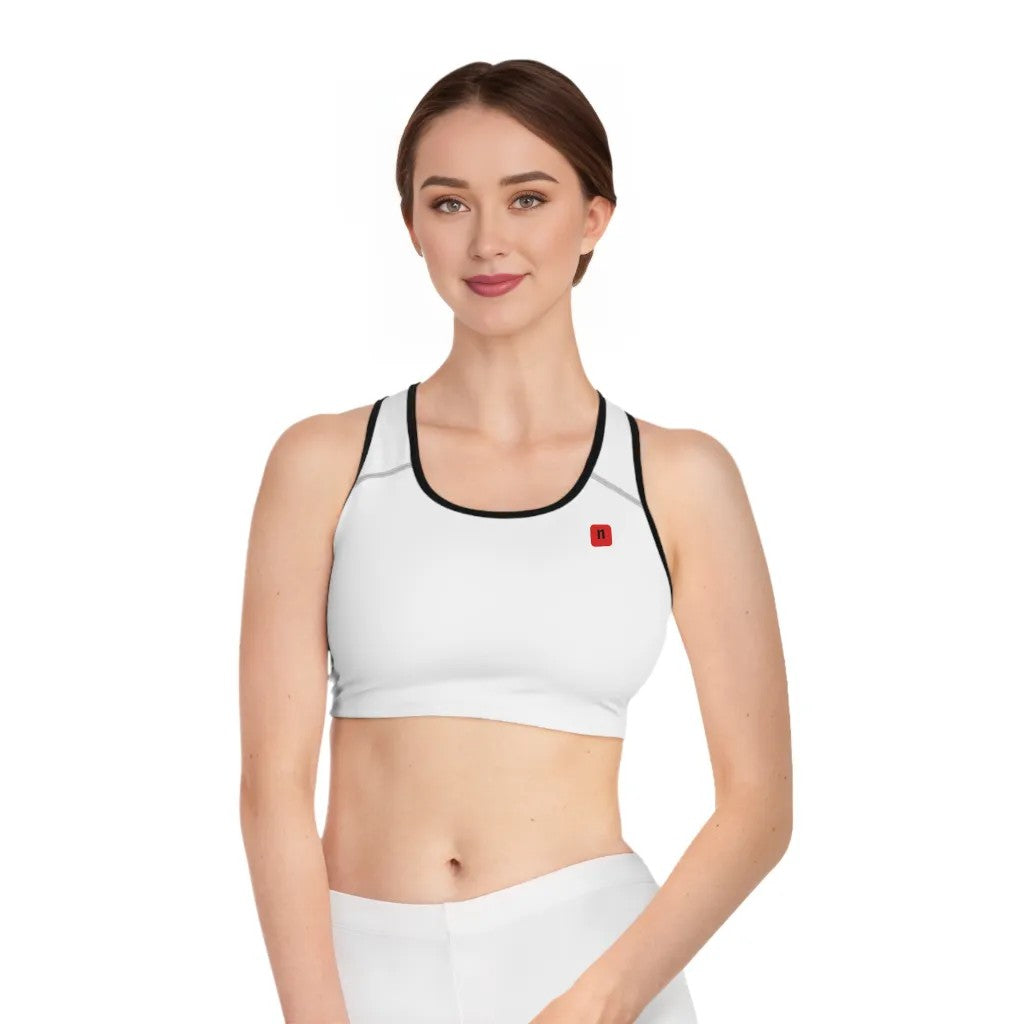 White/Red Stylish Sports Bra for Comfort and Performance