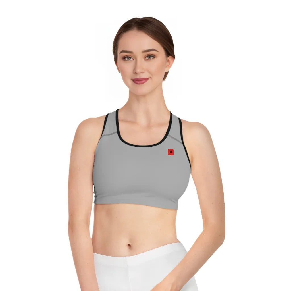 Grey /Red Stylish Sports Bra for Comfort and Performance