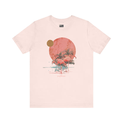 Flamingos in Paradise - Fitted Unisex Jersey Short Sleeve Tee