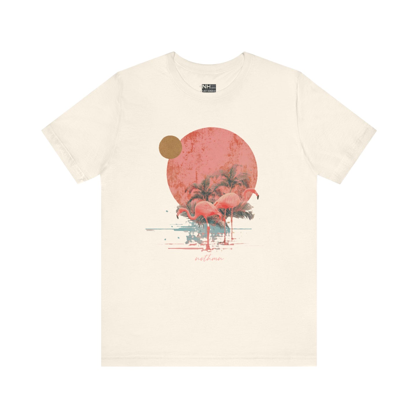 Flamingos in Paradise - Fitted Unisex Jersey Short Sleeve Tee