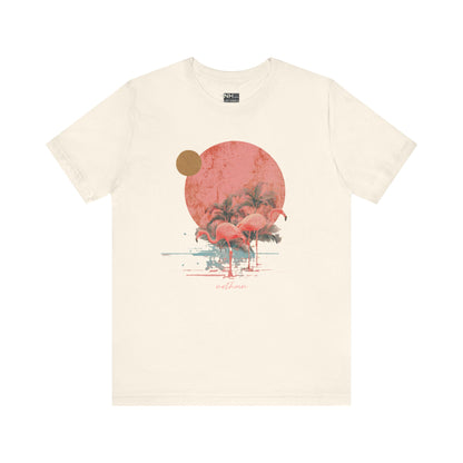Flamingos in Paradise - Fitted Unisex Jersey Short Sleeve Tee