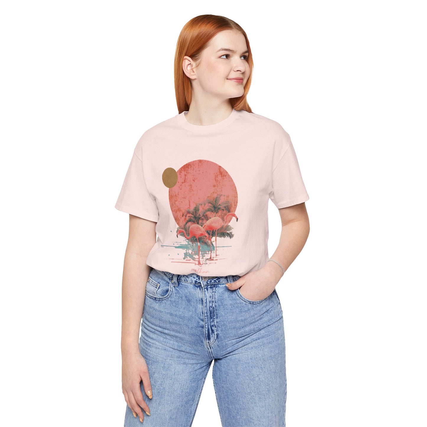 Flamingos in Paradise - Fitted Unisex Jersey Short Sleeve Tee
