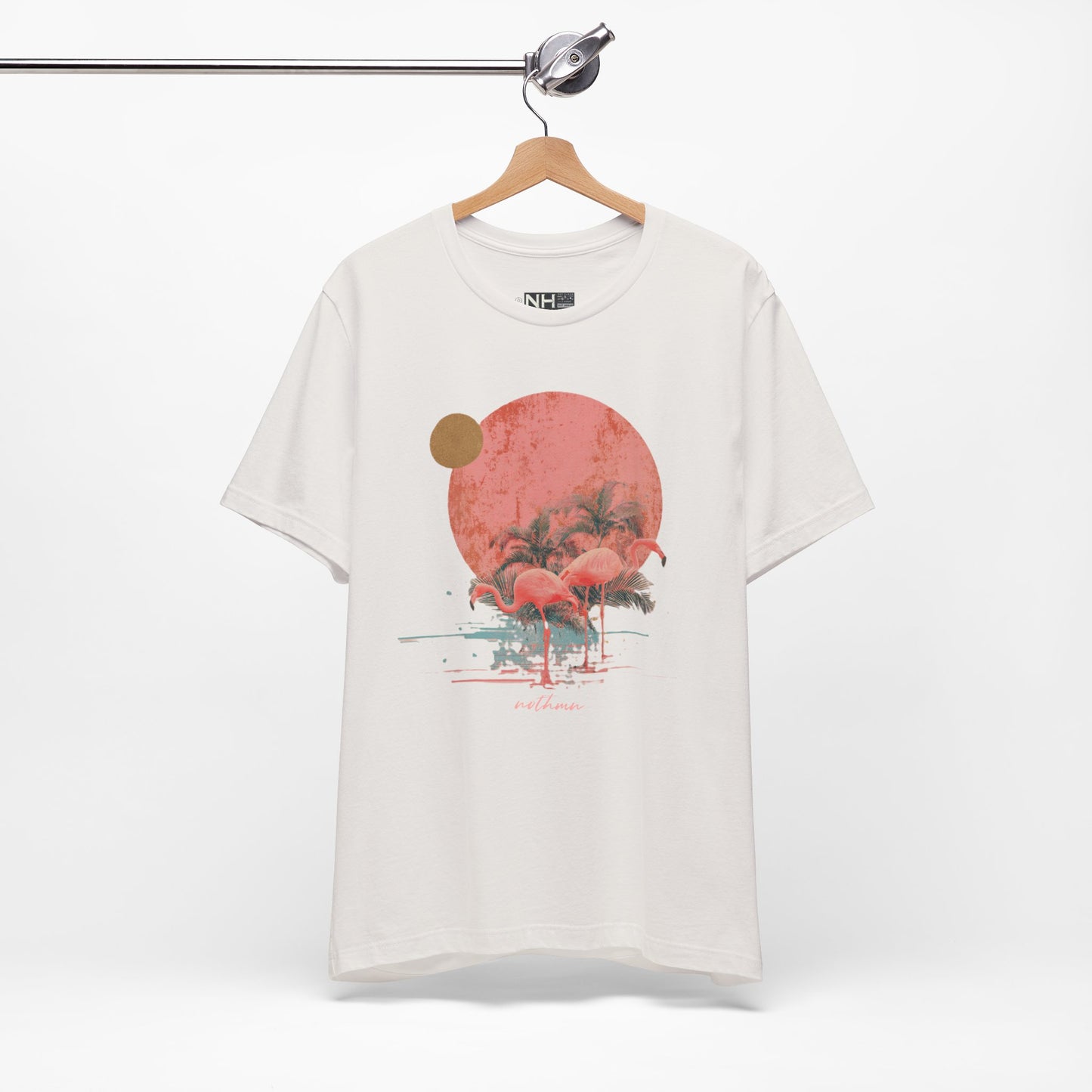 Flamingos in Paradise - Fitted Unisex Jersey Short Sleeve Tee