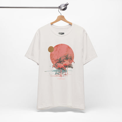 Flamingos in Paradise - Fitted Unisex Jersey Short Sleeve Tee