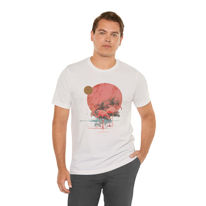 Flamingos in Paradise - Fitted Unisex Jersey Short Sleeve Tee