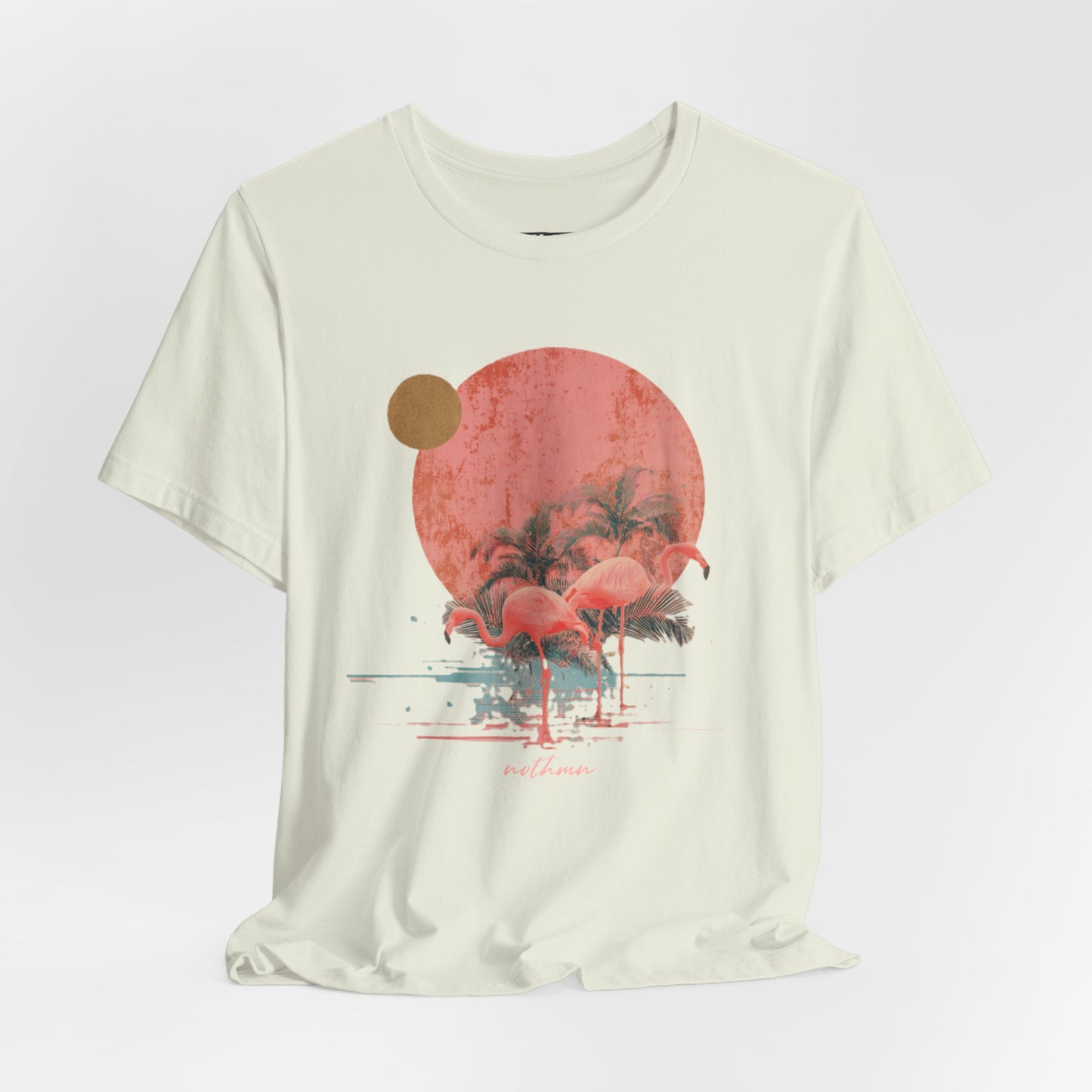 Flamingos in Paradise - Fitted Unisex Jersey Short Sleeve Tee