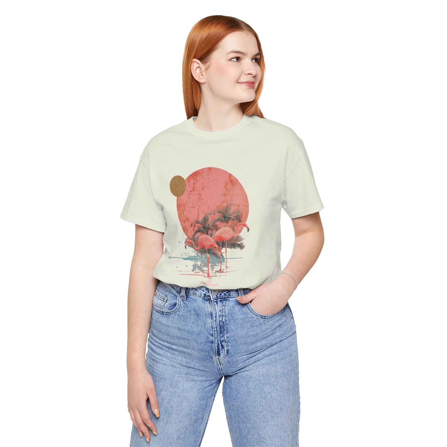 Flamingos in Paradise - Fitted Unisex Jersey Short Sleeve Tee