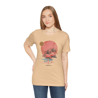 Flamingos in Paradise - Fitted Unisex Jersey Short Sleeve Tee